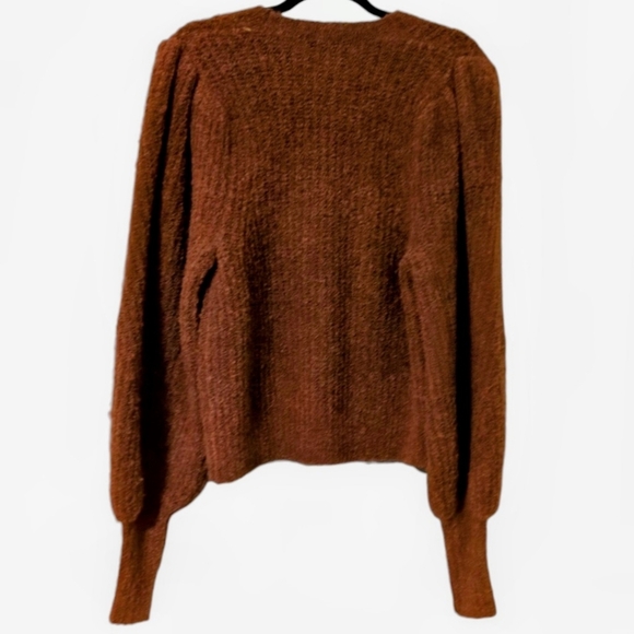 Olivaceous Sweater Womens Wool Blend Ribbed Long Bishop Sleeve - Picture 2 of 7